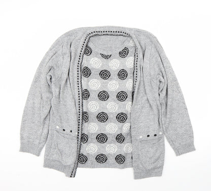 Envy Womens Grey Round Neck Polka Dot Acrylic Pullover Jumper Size L