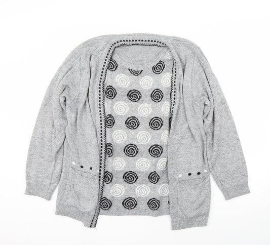 Envy Womens Grey Round Neck Polka Dot Acrylic Pullover Jumper Size L