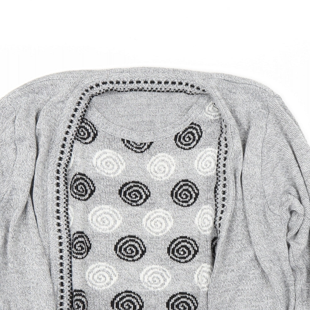Envy Womens Grey Round Neck Polka Dot Acrylic Pullover Jumper Size L