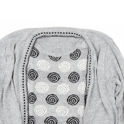 Envy Womens Grey Round Neck Polka Dot Acrylic Pullover Jumper Size L