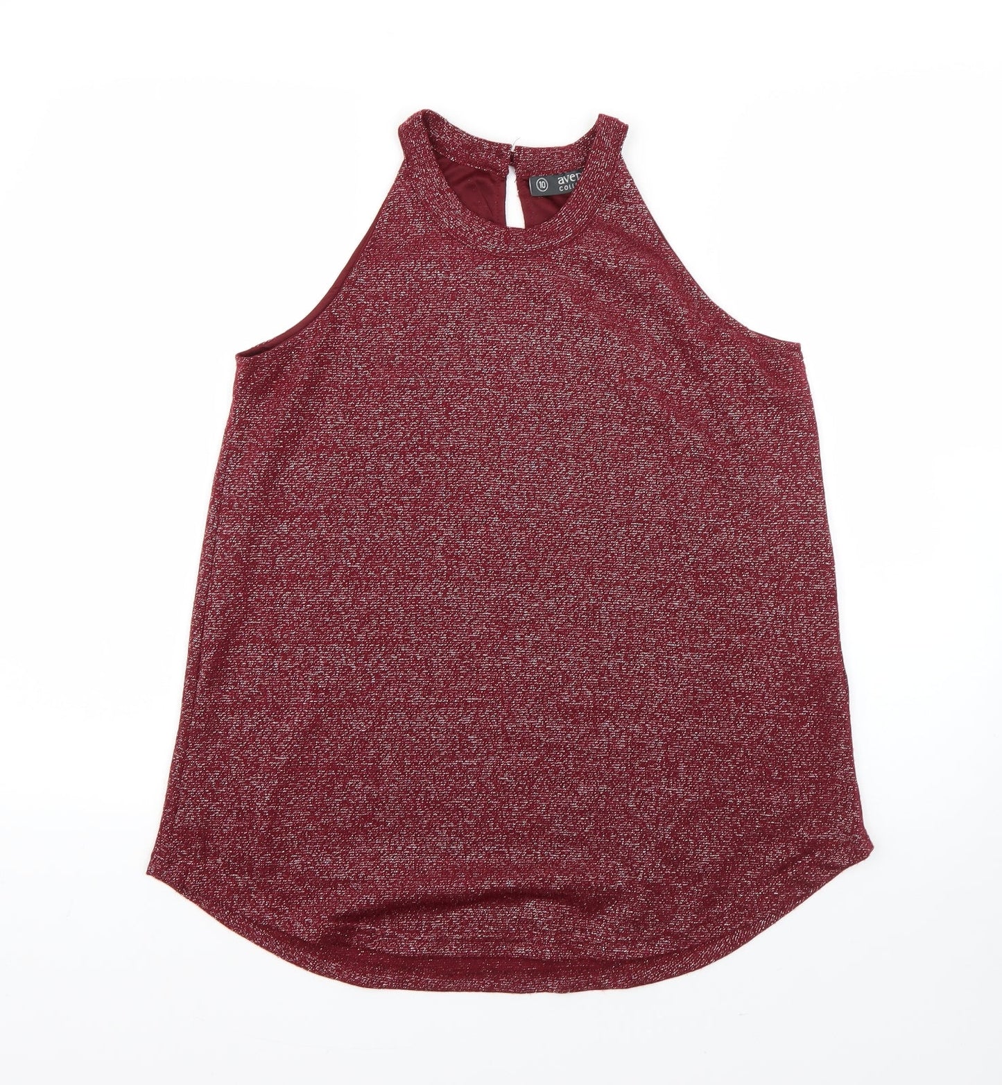 Avenue Womens Red  Polyester Basic Blouse Size 10 Round Neck