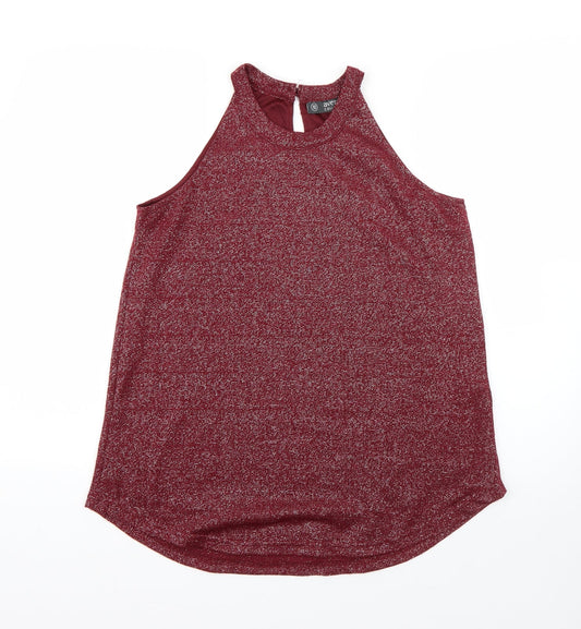 Avenue Womens Red  Polyester Basic Blouse Size 10 Round Neck