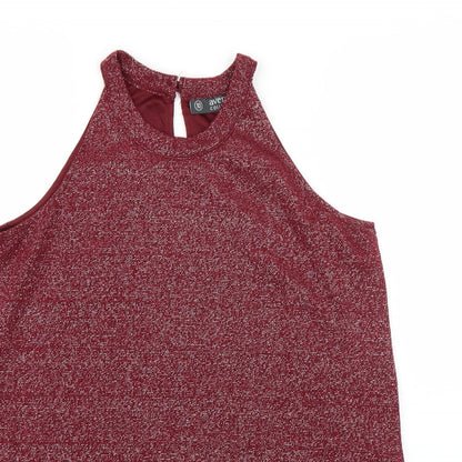 Avenue Womens Red  Polyester Basic Blouse Size 10 Round Neck