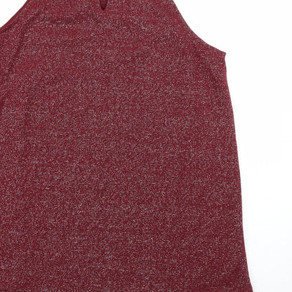 Avenue Womens Red  Polyester Basic Blouse Size 10 Round Neck