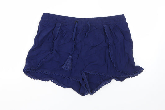 Primark Womens Blue  Viscose Hot Pants Shorts Size 12  Regular