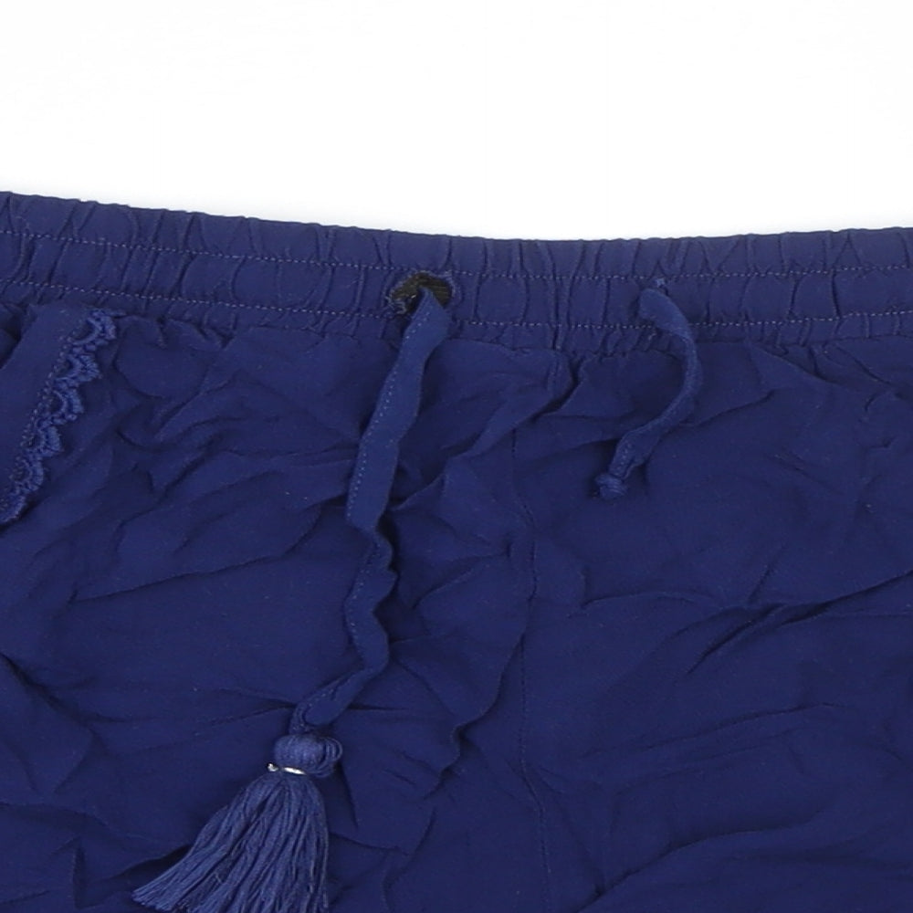 Primark Womens Blue  Viscose Hot Pants Shorts Size 12  Regular
