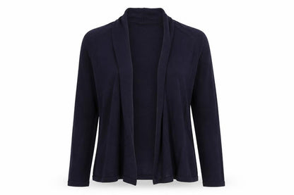 Front view of Papaya women’s blue round neck viscose cardigan jumper, size UK 14