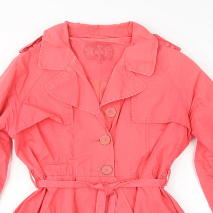 Womens UK Size 12 Red Herring Pink Overcoat
