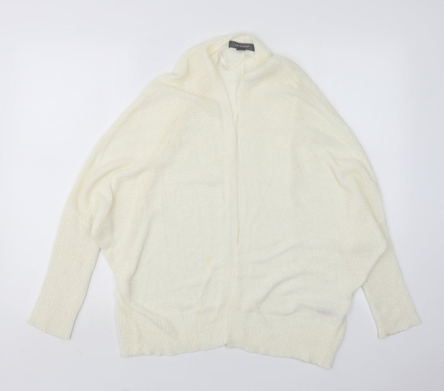 Primark Womens Ivory V-Neck  Acrylic Cardigan Jumper Size S