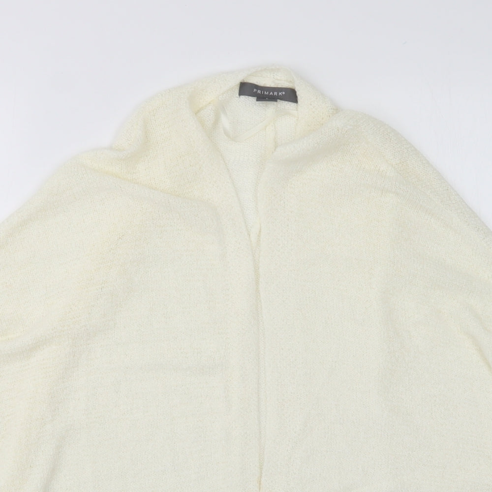 Primark Womens Ivory V-Neck  Acrylic Cardigan Jumper Size S