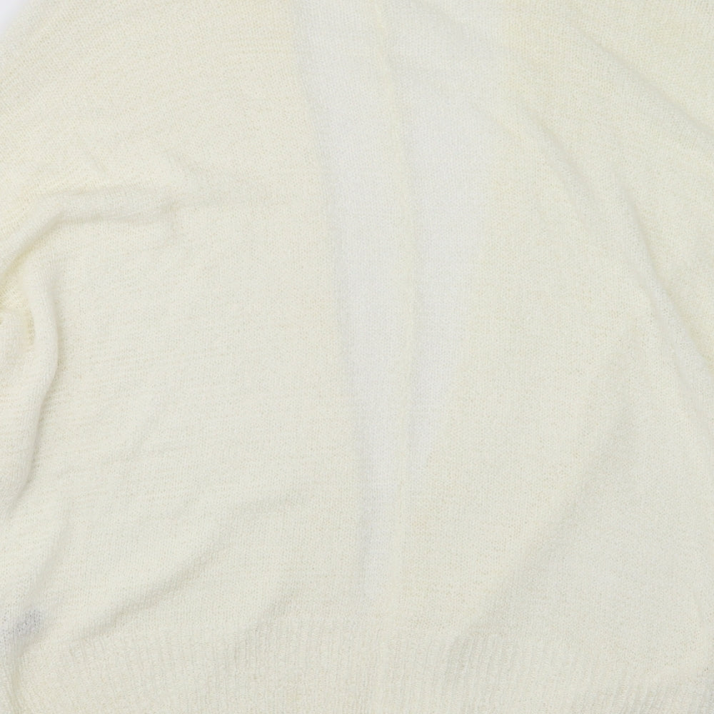 Primark Womens Ivory V-Neck  Acrylic Cardigan Jumper Size S