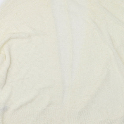 Primark Womens Ivory V-Neck  Acrylic Cardigan Jumper Size S