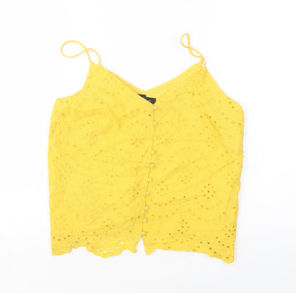 Womens UK Size 10 New Look Yellow Basic Tank