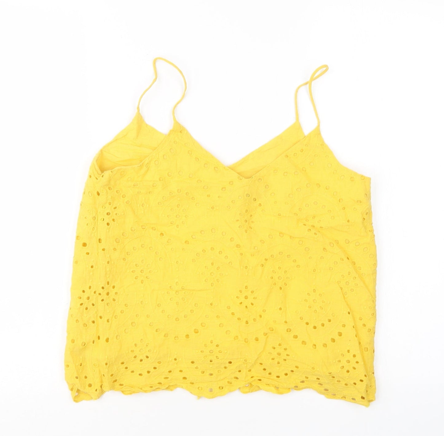 Womens UK Size 10 New Look Yellow Basic Tank