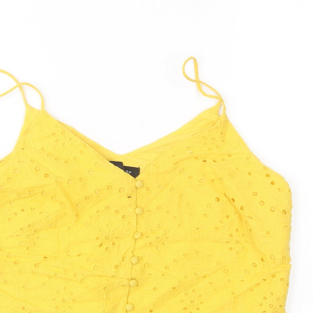 Womens UK Size 10 New Look Yellow Basic Tank
