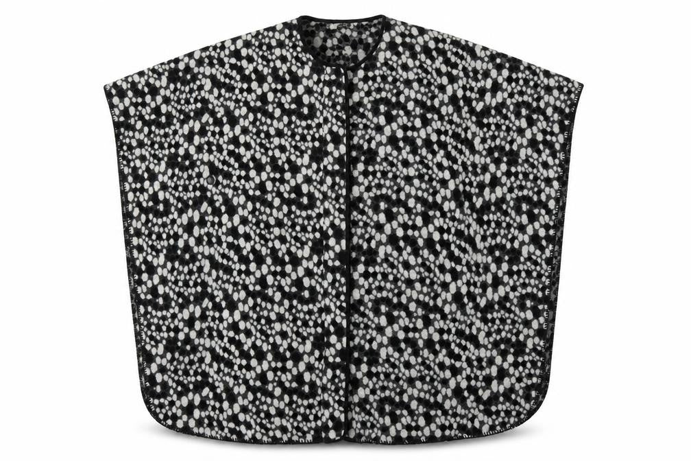Front view of LADY DISTRICT women’s multicoloured polka dot poncho, size UK 18