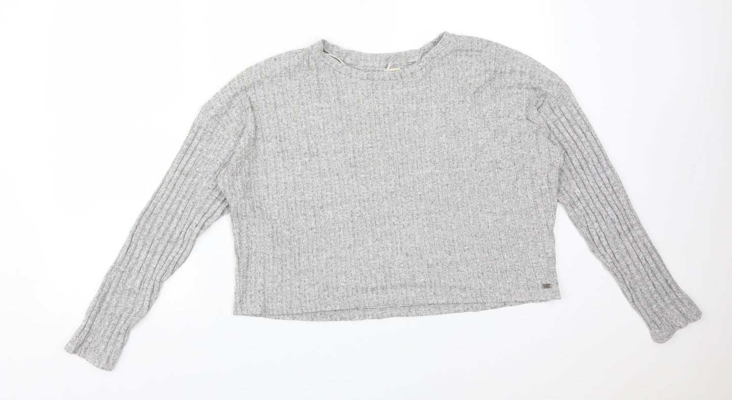 Womens UK Size L Pull&Bear Grey Basic T-Shirt