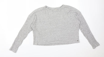 Womens UK Size L Pull&Bear Grey Basic T-Shirt