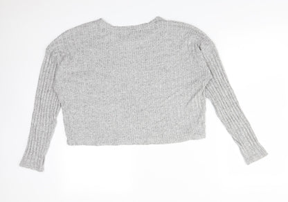 Womens UK Size L Pull&Bear Grey Basic T-Shirt