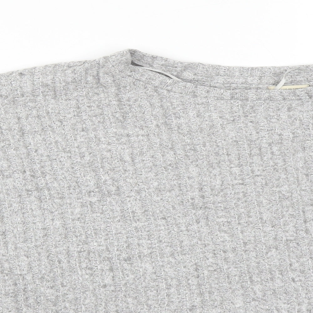 Womens UK Size L Pull&Bear Grey Basic T-Shirt