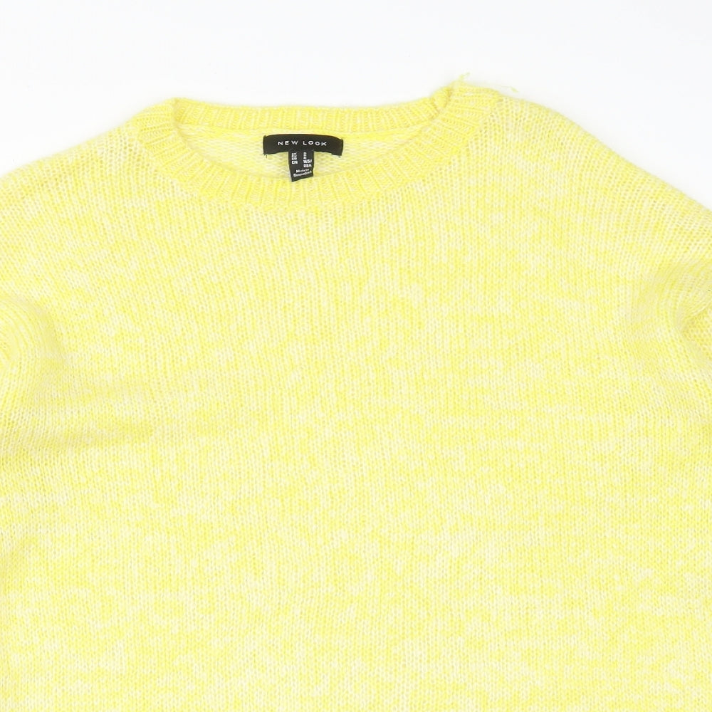 Womens UK Size S New Look Yellow Basic T-Shirt