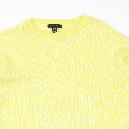 Womens UK Size S New Look Yellow Basic T-Shirt
