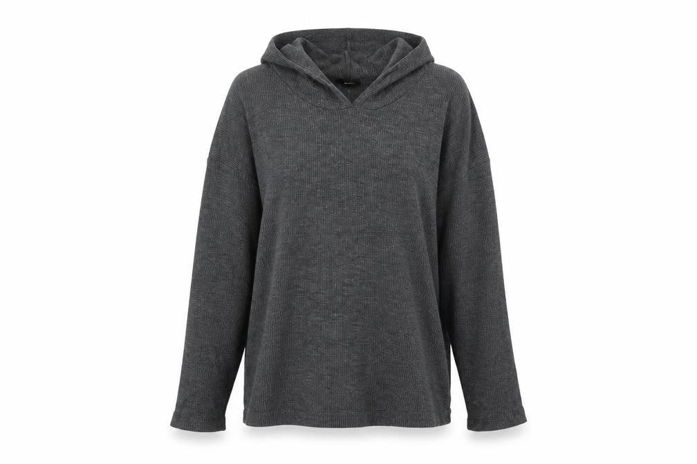 Front view of Forever 21 women’s grey pullover hoodie, size S