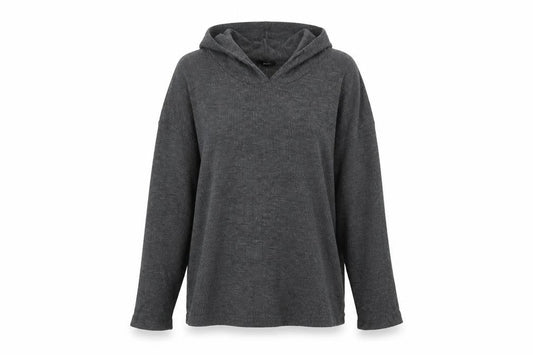 Front view of Forever 21 women’s grey pullover hoodie, size S