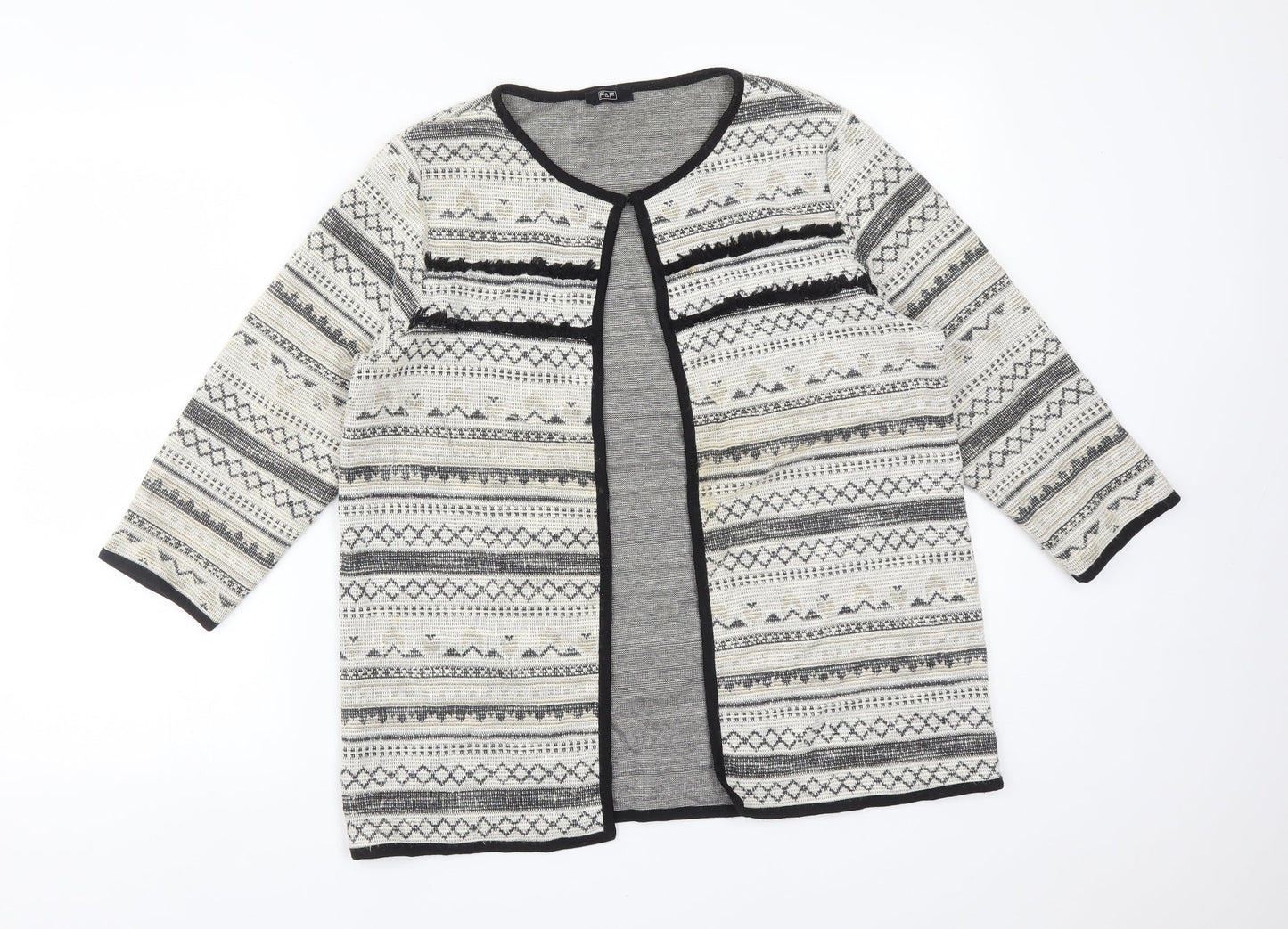 F&F Womens Multicoloured Round Neck Fair Isle Cotton Cardigan Jumper Size 10