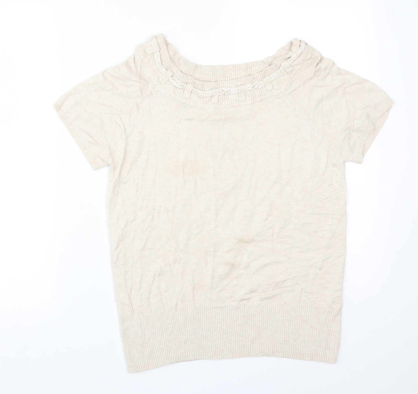 Womens UK Size 14 Debenhams Beige Basic T-Shirt