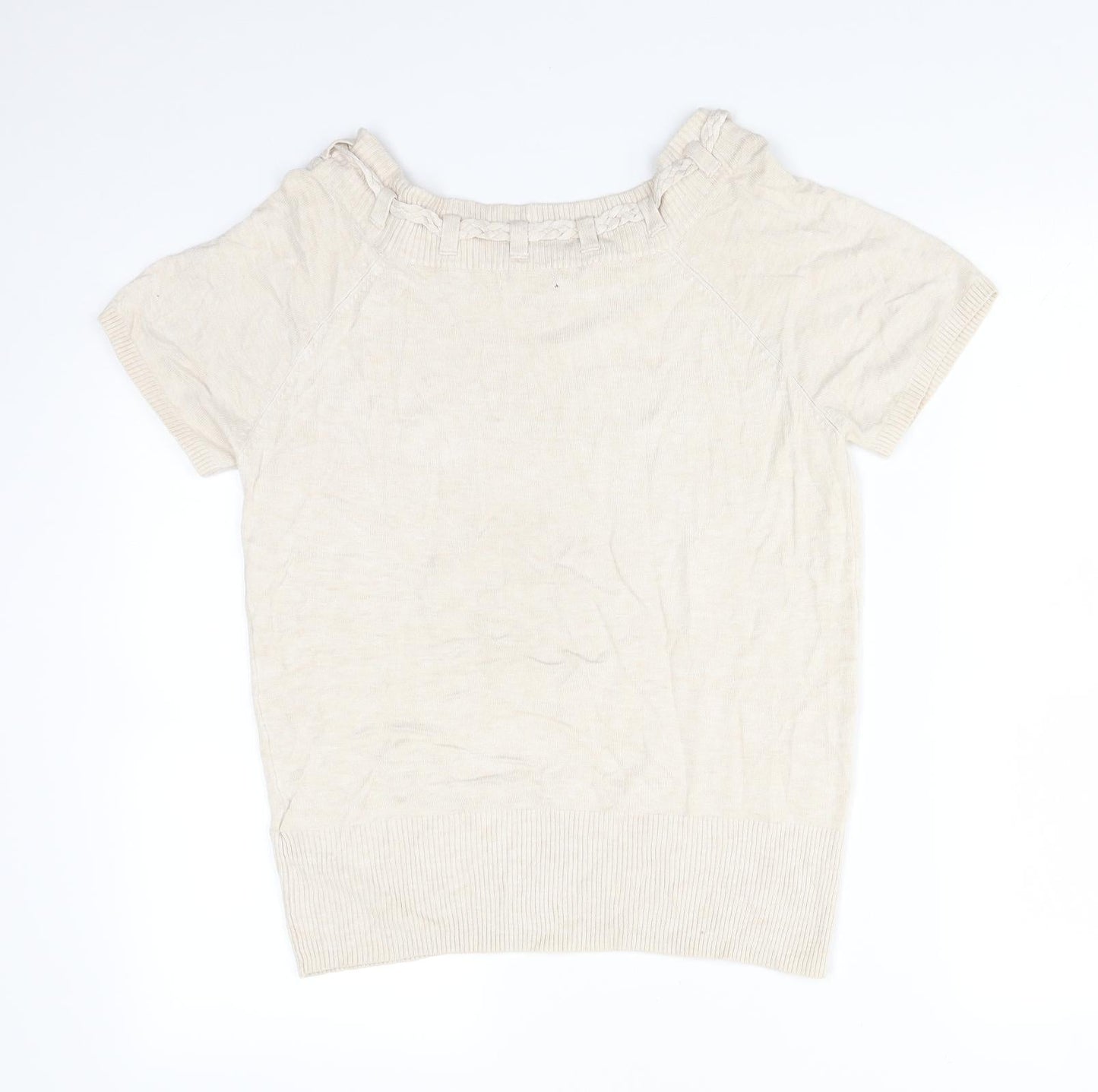 Womens UK Size 14 Debenhams Beige Basic T-Shirt