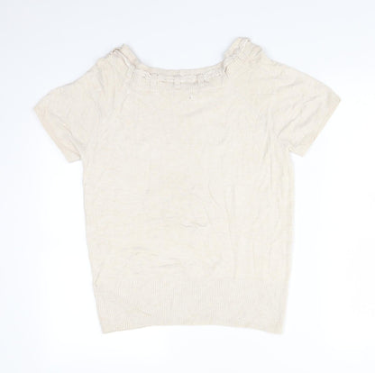 Womens UK Size 14 Debenhams Beige Basic T-Shirt