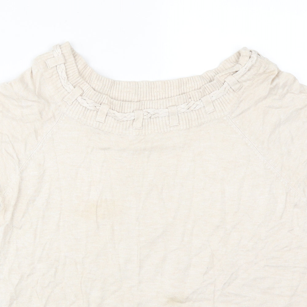 Womens UK Size 14 Debenhams Beige Basic T-Shirt