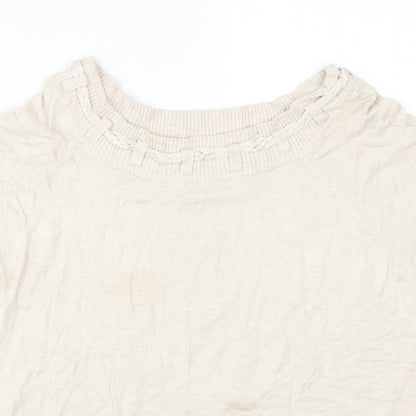 Womens UK Size 14 Debenhams Beige Basic T-Shirt