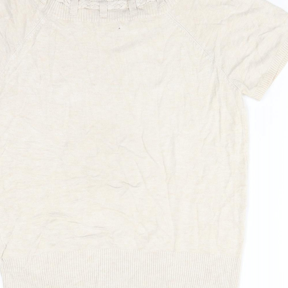 Womens UK Size 14 Debenhams Beige Basic T-Shirt