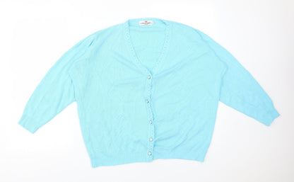 Womens UK Size L MERRY GOLD Blue Cardigan Jumper
