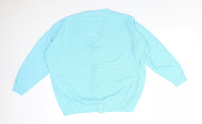 Womens UK Size L MERRY GOLD Blue Cardigan Jumper
