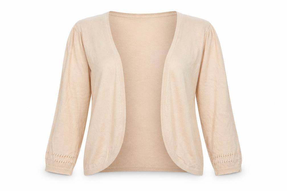 Front view of Atmosphere women’s orange viscose cardigan jumper, size UK 18