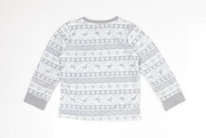 F&F Girls Grey Fair Isle Polyester  Pyjama Top Size 5-6 Years