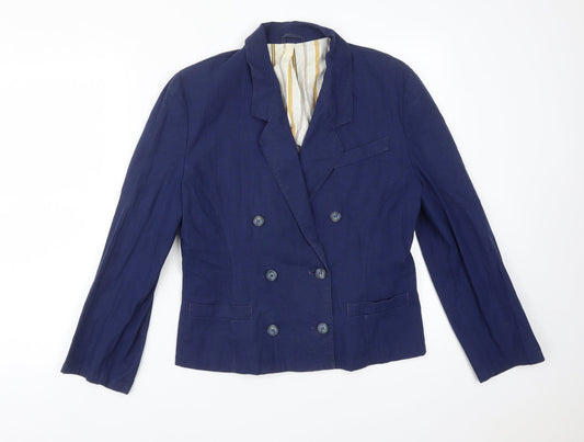 ST MICHAEL Womens Blue  Cotton Jacket Suit Jacket Size 14