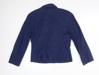 ST MICHAEL Womens Blue  Cotton Jacket Suit Jacket Size 14