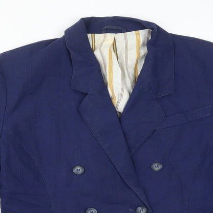 ST MICHAEL Womens Blue  Cotton Jacket Suit Jacket Size 14