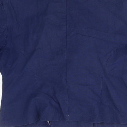 ST MICHAEL Womens Blue  Cotton Jacket Suit Jacket Size 14