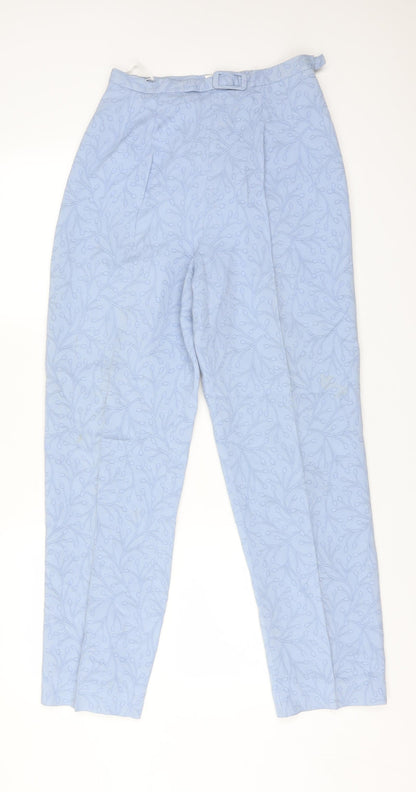 Grace Womens Blue Floral Acetate Trousers  Size 10 L28 in Regular