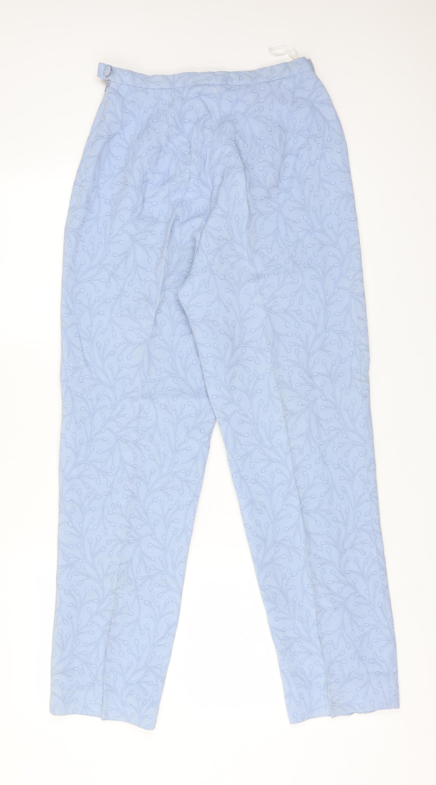 Grace Womens Blue Floral Acetate Trousers  Size 10 L28 in Regular