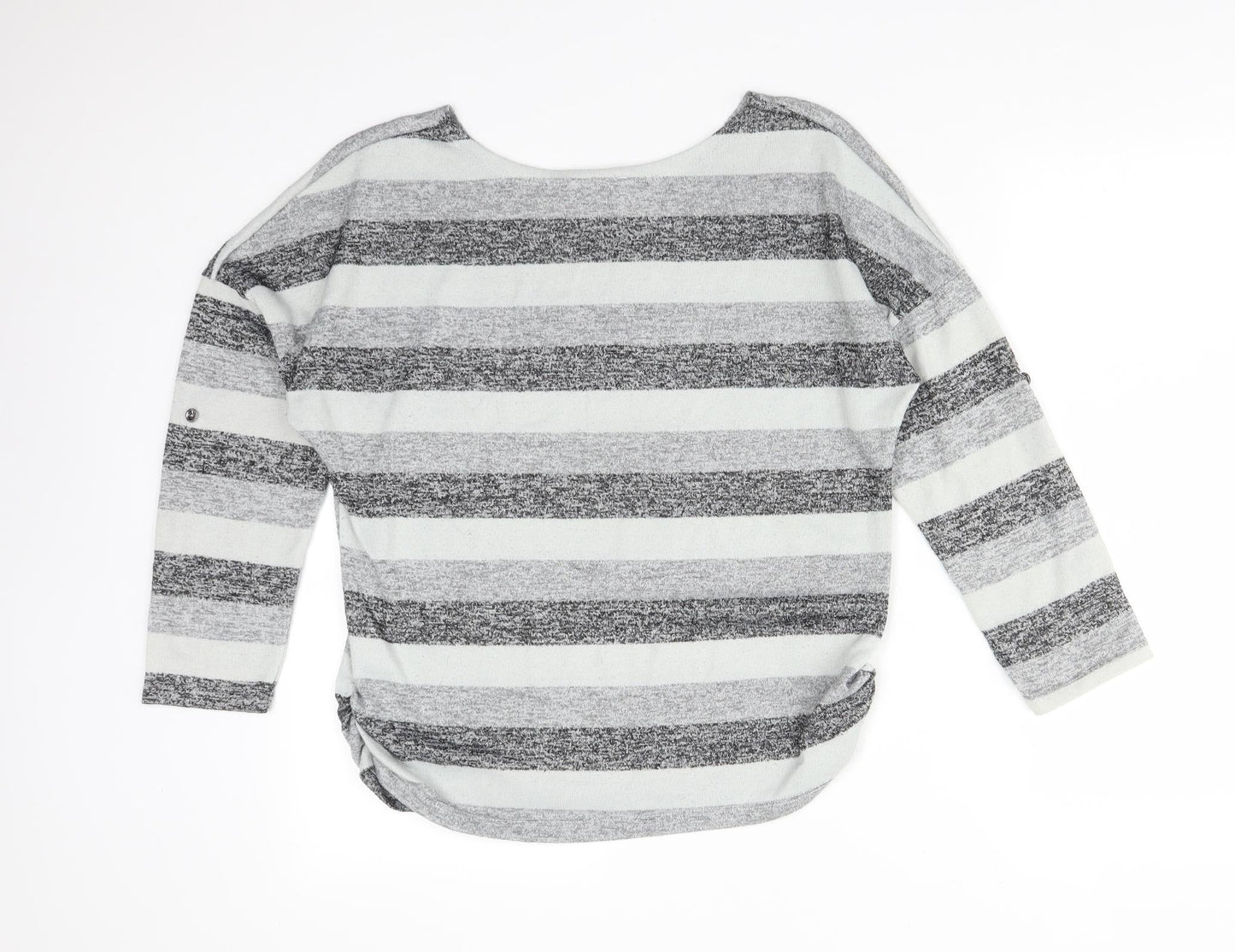 Quiz Womens Multicoloured Striped Viscose Basic T-Shirt Size S Round Neck