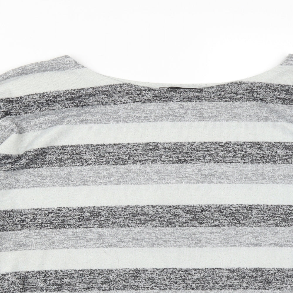 Quiz Womens Multicoloured Striped Viscose Basic T-Shirt Size S Round Neck