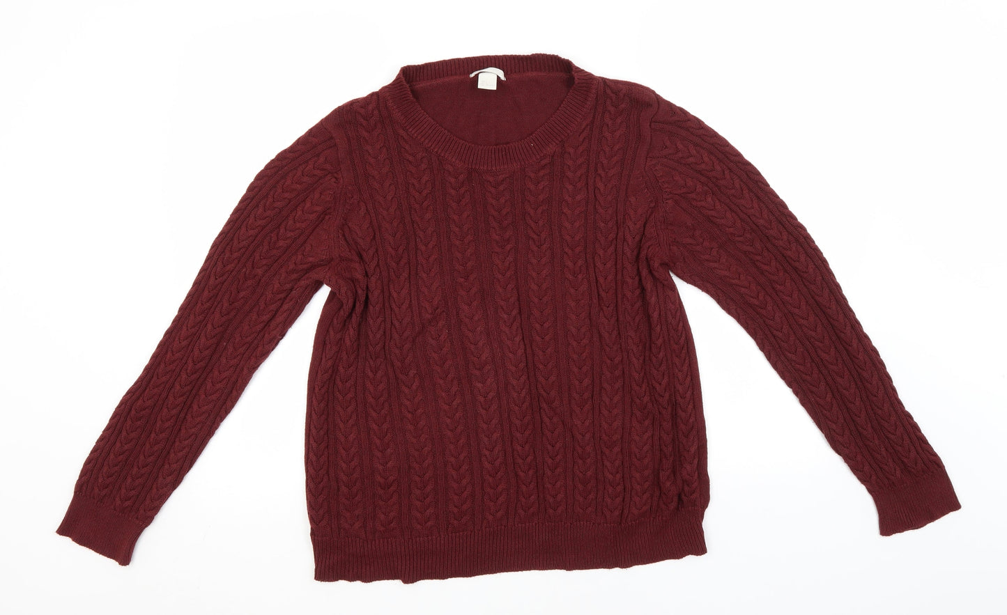 H&M Mens Red Round Neck  Acrylic Pullover Jumper Size L