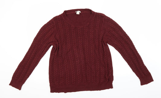 H&M Mens Red Round Neck  Acrylic Pullover Jumper Size L