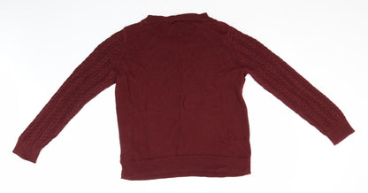 H&M Mens Red Round Neck  Acrylic Pullover Jumper Size L